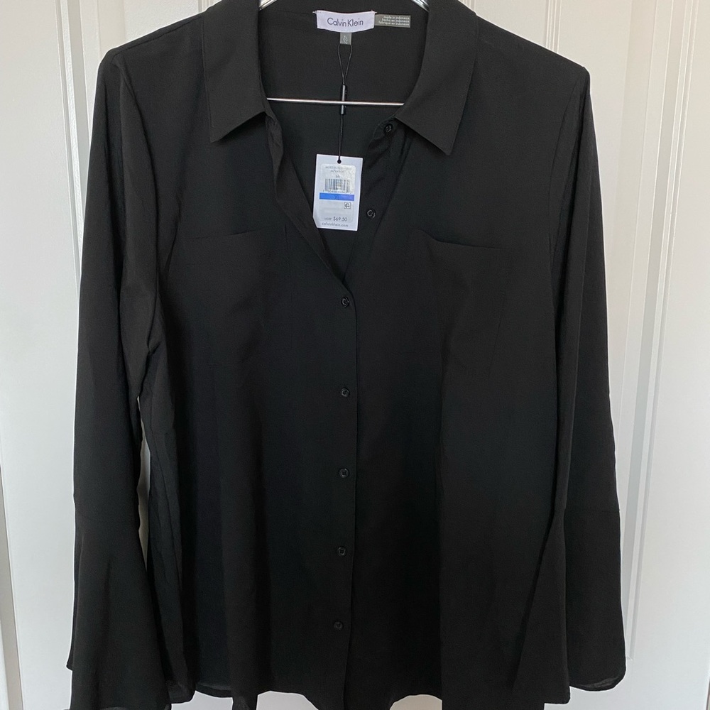 Calvin Klein black button up dress shirt NWT